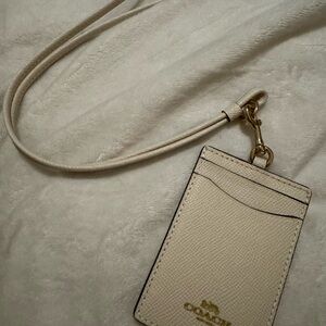 Coach Cream Grain Leather Lanyard
